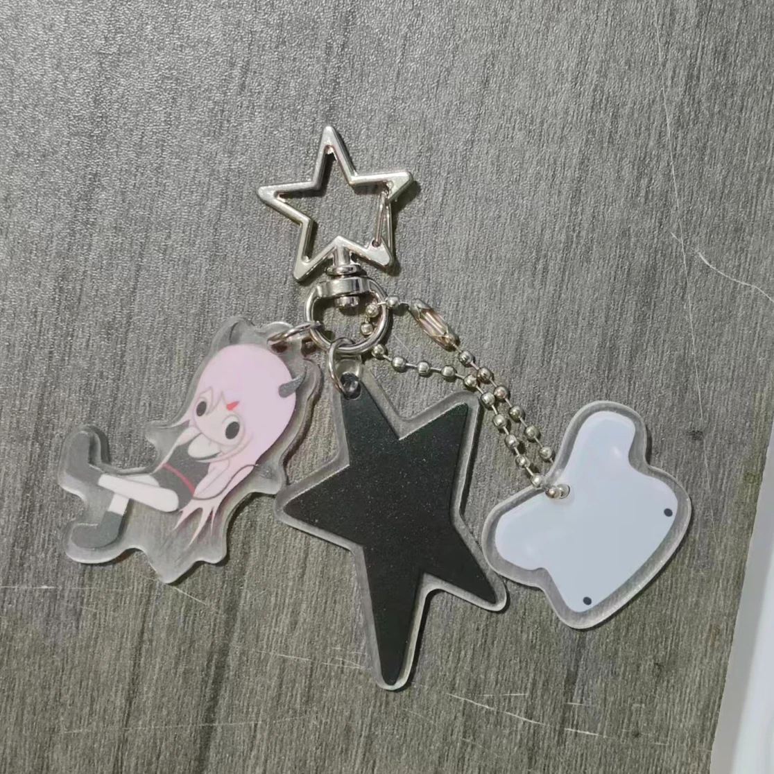 Kawaii Angel Cartoon Girl Acrylic Keyring Star & Character Double Pendant Keychain Sweet Y2K Bag Decor Accessory Daily Matching view 2
