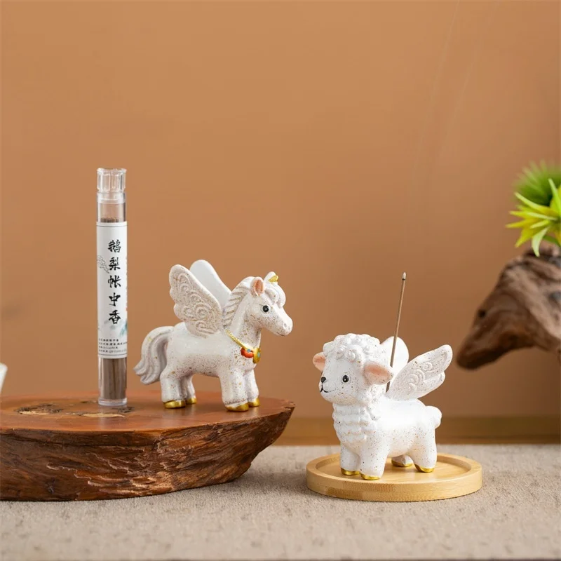 Cute Sheep Burner Holder Incense Stick Holder Desktop Ornament Burner Easy to Clean for Living Room Yoga SPA Home Decorations
