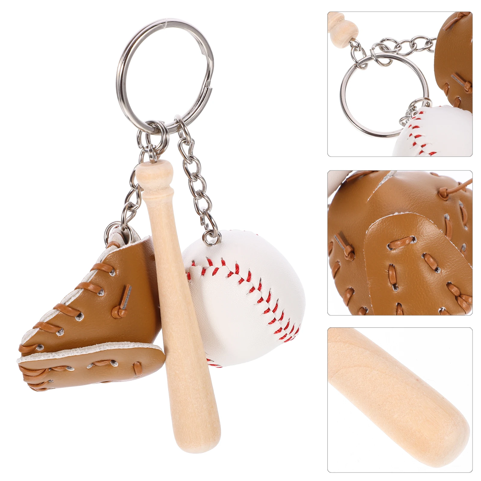 

2 Pcs Baseball Keychain and Bat Keychains Lanyard Mini Pu Softball Mit Man Girls