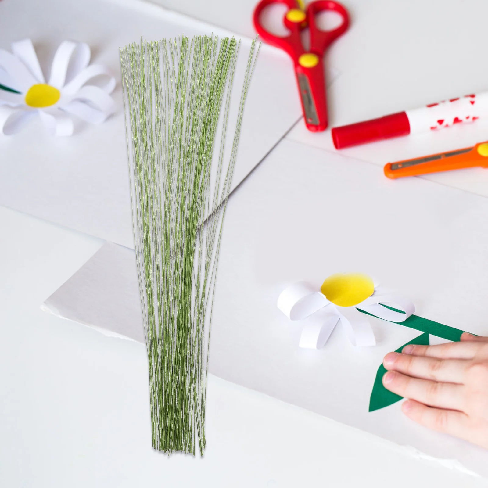 200 قطعة سلك جذع الورد الورقي 40 سنتيمتر الأخضر المرن الأزهار الجذعية Diy بها بنفسك لوازم الحرفية ل اكاليل الزهور باقات التيجان الديكور الأزهار #5