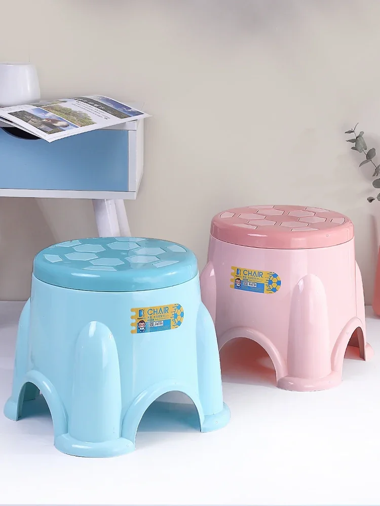 Plastic board small stool, household cartoon circular low stool children's thickened anti slip footstool, living room