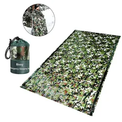 PE Emergency Sleeping Bag Camouflage Waterproof Portable Survival 120x200cm Sleeping Bag for Outdoor Camping Hiking Adventure