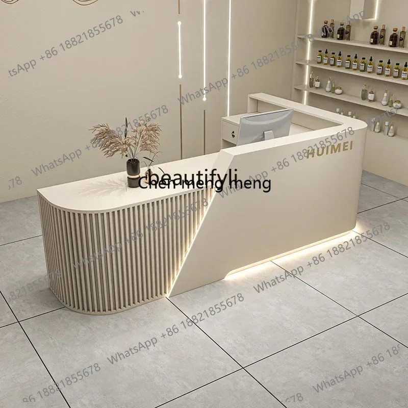 Y183FF cqyBeauty Salon Cashier Clothing Store Bar Simple and Light Luxury Corner Front Desk Arc Hotel Company Front Desk Recepti