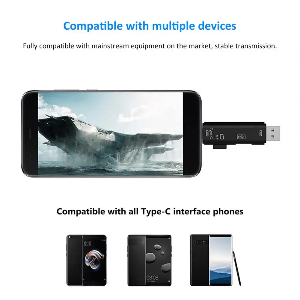 Kartenleser Adapter Stecker Spielen Hohe Geschwindigkeit 5-In-1 USB-C 3,0 Typ-C TF kartenleser Für Telefon Tablet-Computer