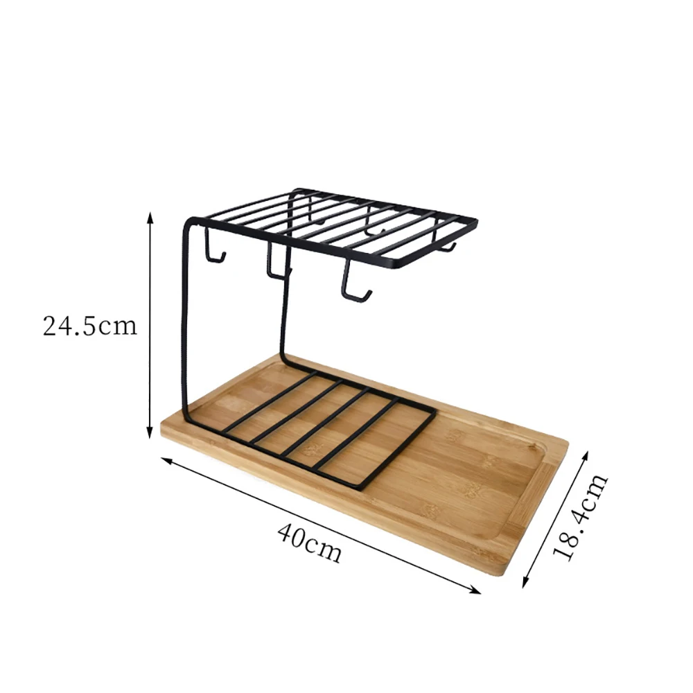 Stylish Mug Tree Iron Holder Coffee Cups Drain Organizer 6 Racks Stand Bottle Dish Drying Kitchen Living Room Accessory