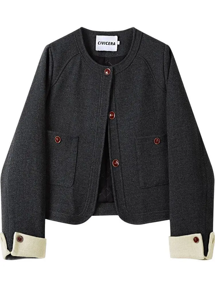 

Женская утепленная шерстяная куртка на осень-зиму, новая модель, в стиле ретро, из хлопка, винтажная, теплая, с длинными рукавами