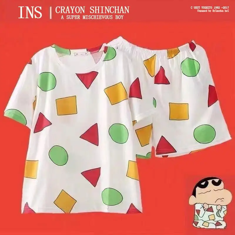 Kawaii Cute Crayon Shin-Chan Pajamas Long Sleeved Pants Short Sleeved Shorts Loose Comfortable Girl Birthday Gift Girlfriend