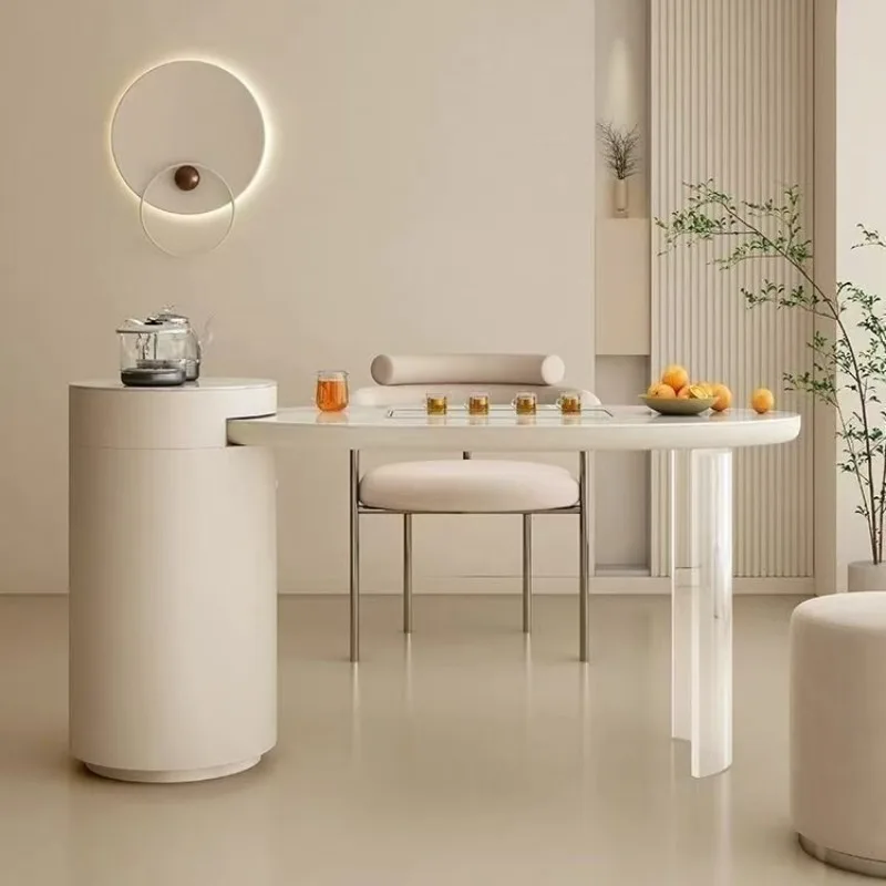Light luxury rock slab coffee table table and chairs small apartment simple balcony modern kung fu living room cream home tea co