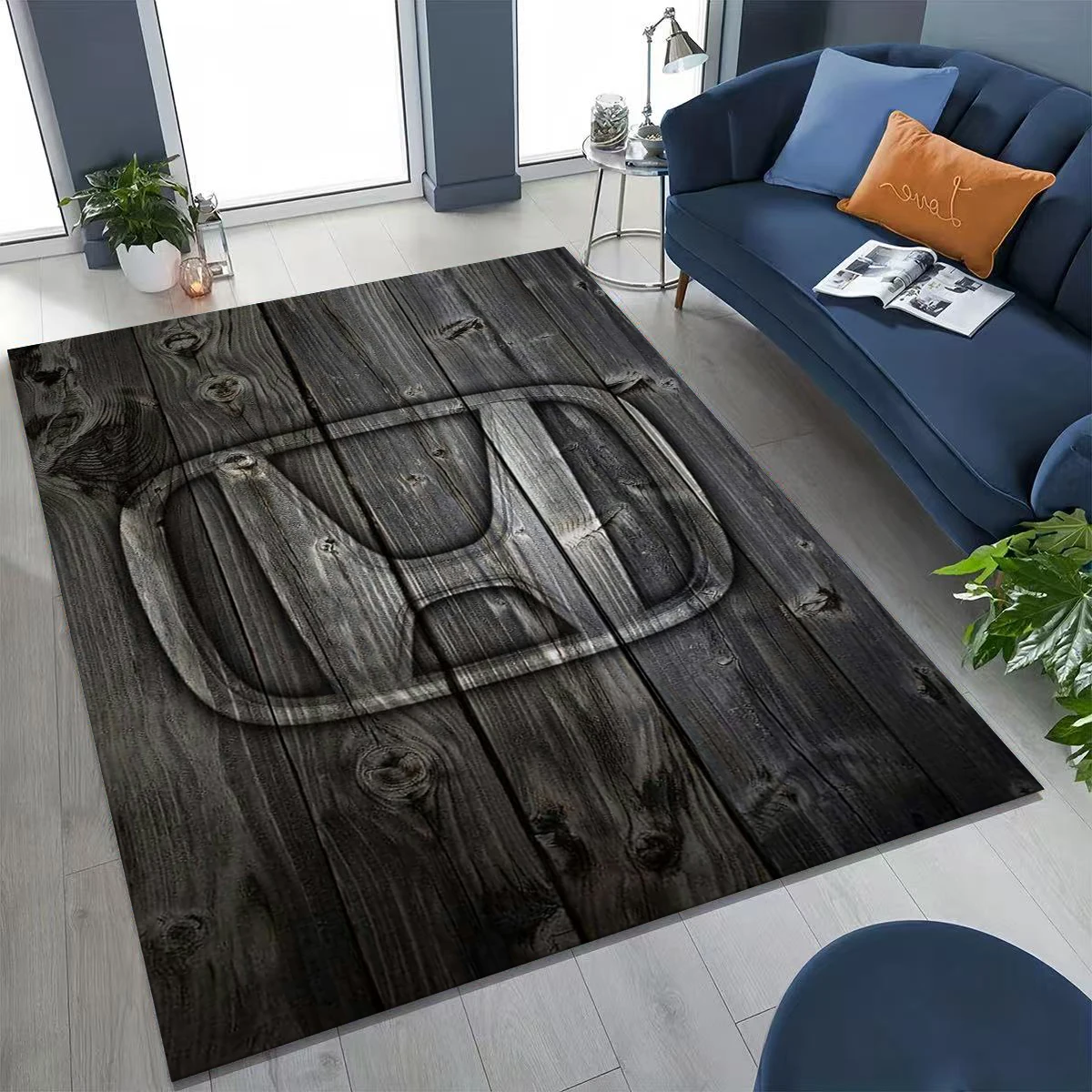 3D Vintage H-HONDA Racing Biker Garage Carpet Rug for Bedroom Living Room Sofa Home Doormat Decor, Large Non-slip Floor Mat