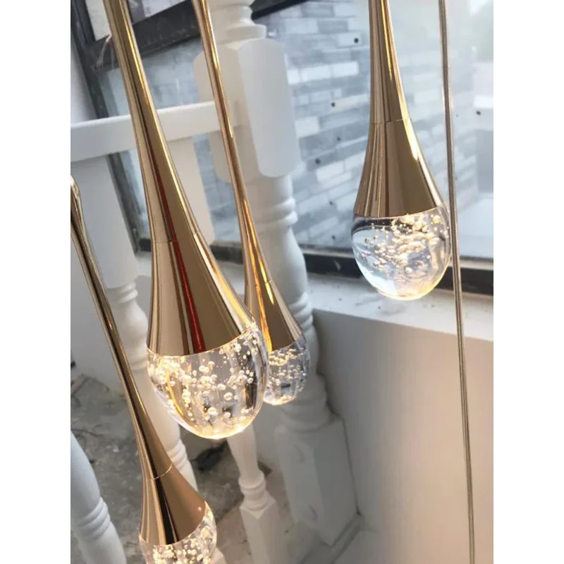 

Современная светодиодная хрустальная подвесная лампа для лестницы, дизайнерский длинный потолочный светильник, люстра для гостиной, внутреннее освещение