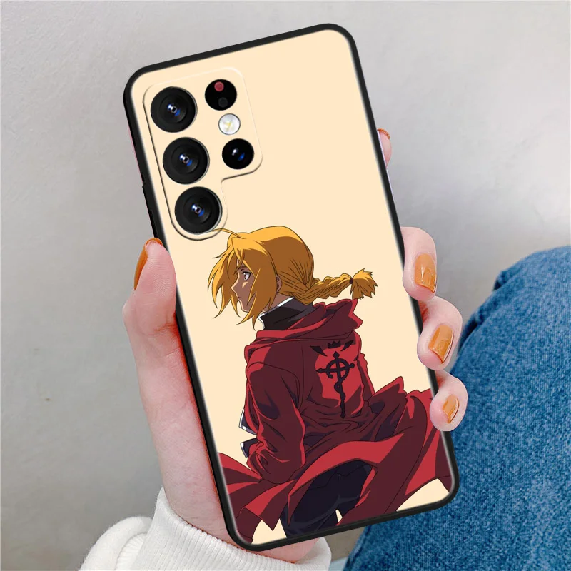 Fullmetal Alchemist Edward Elric Phone Case For Samsung Galaxy S24 S23 S22 S21 S20 S10E Ultra Plus Lite FE Black Silicone Cover