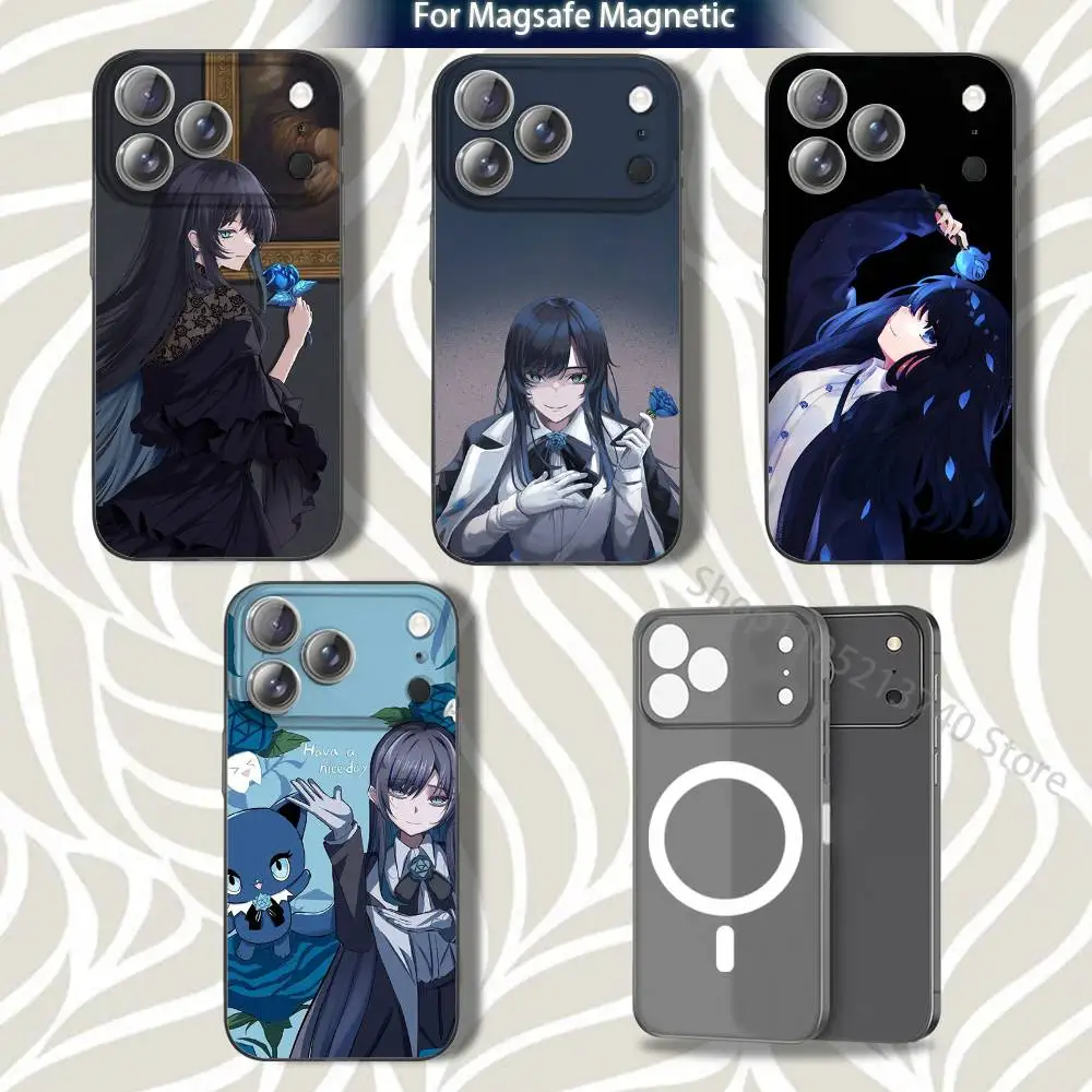 شعبية A-Ado Kyogen U-Uta آيفون 17,12,11,14,13,15,16,Plus,Air,Pro,Max,E,Mini ل Magsafe المغناطيسي متجمد رمادي جراب هاتف