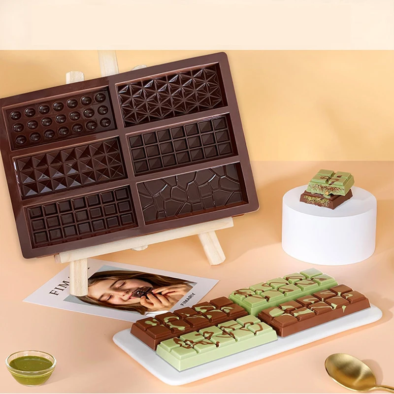 Multi-Style 6-Cavity Rectangular Chocolate Baking Mould Food-Grade Silicone Molds Easy Releas Perfect for Butter Desserts Cakes