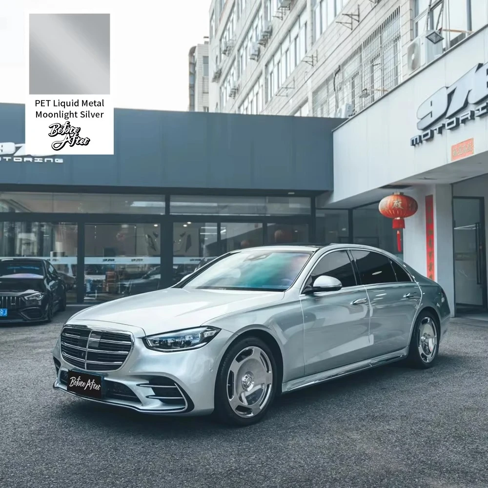 Vinyl Wrap High-Quality PVC PET Base Easy Installation for Company Cars PET Liquid Metal Moonlight Silver