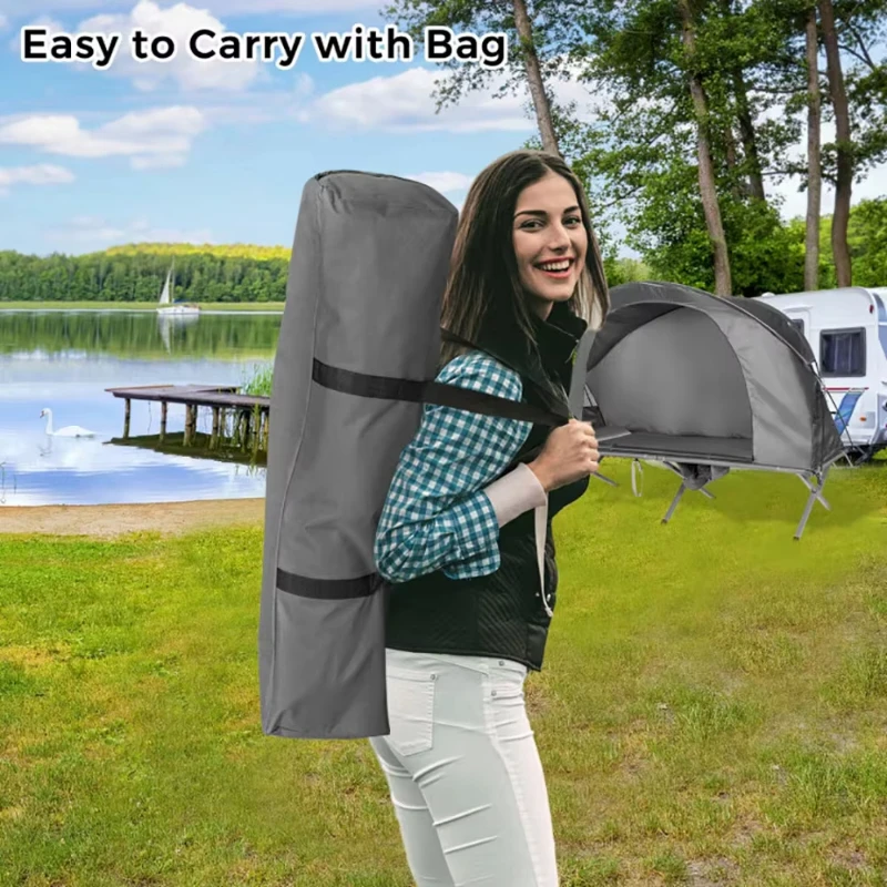 Outdoor camping tent for 2 people with exterior cover, PVC material, modern design, outdoor furniture