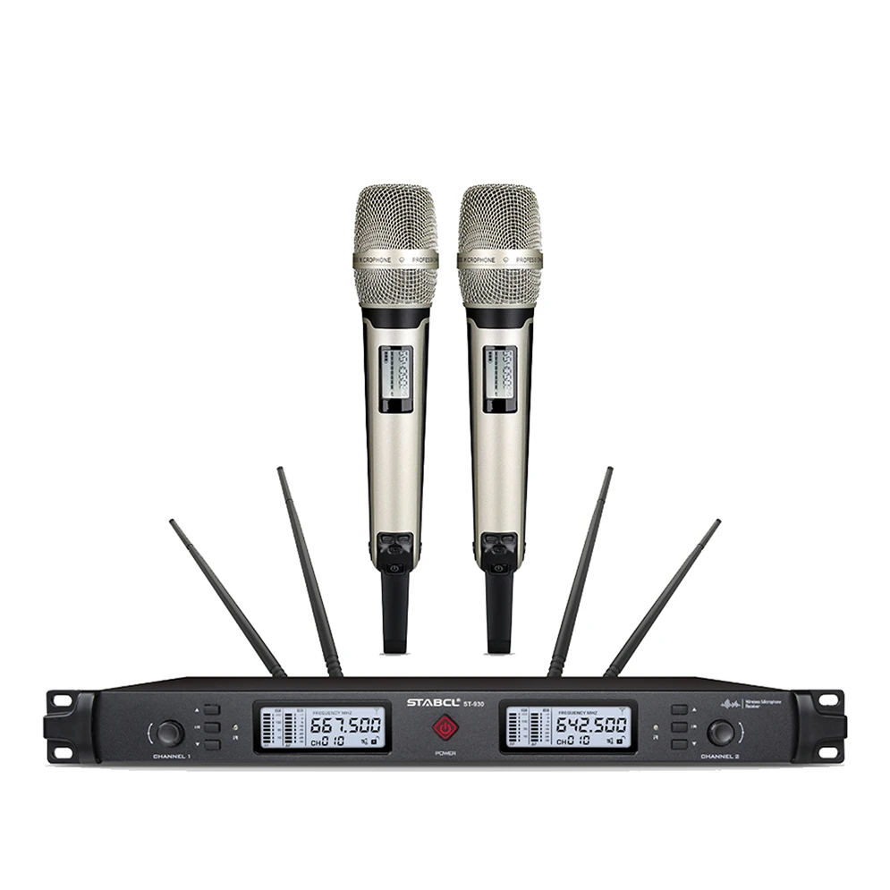 STABCL Two channel UHF Cordless Professional Karaoke Wireless Microphone