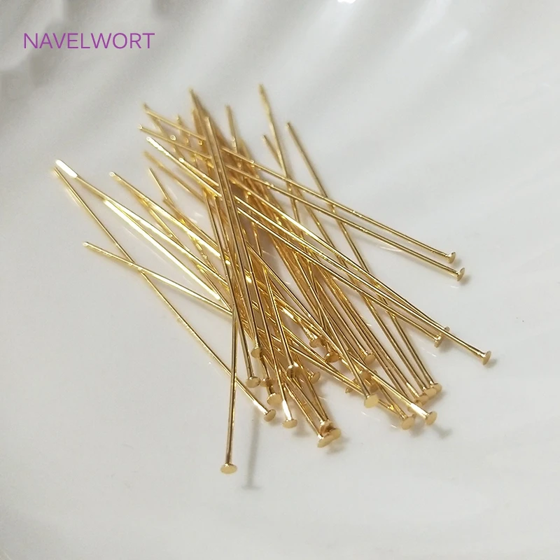 50pcs/bag 20-50mm Flat Head Pin/Ball Head pin /Eye Pins 18K Gold Plated/Platinum Plated Pins For DIY Jewelry Making Supplies