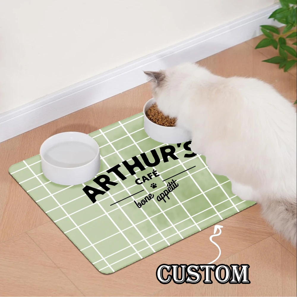Custom Pet Food Mat Using Pet Photo Name Personalized Dog Feeding Mat Custom Cat Floor Placemat Custom Dog Bowl Mat Personalized