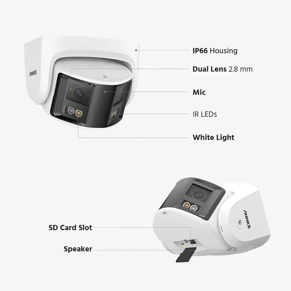 ANNKE 180°Panoramic 6MP Security Camera Dual Light Night Vision Built-in Mic Motion Detection Network Camera CCTV Surveillance