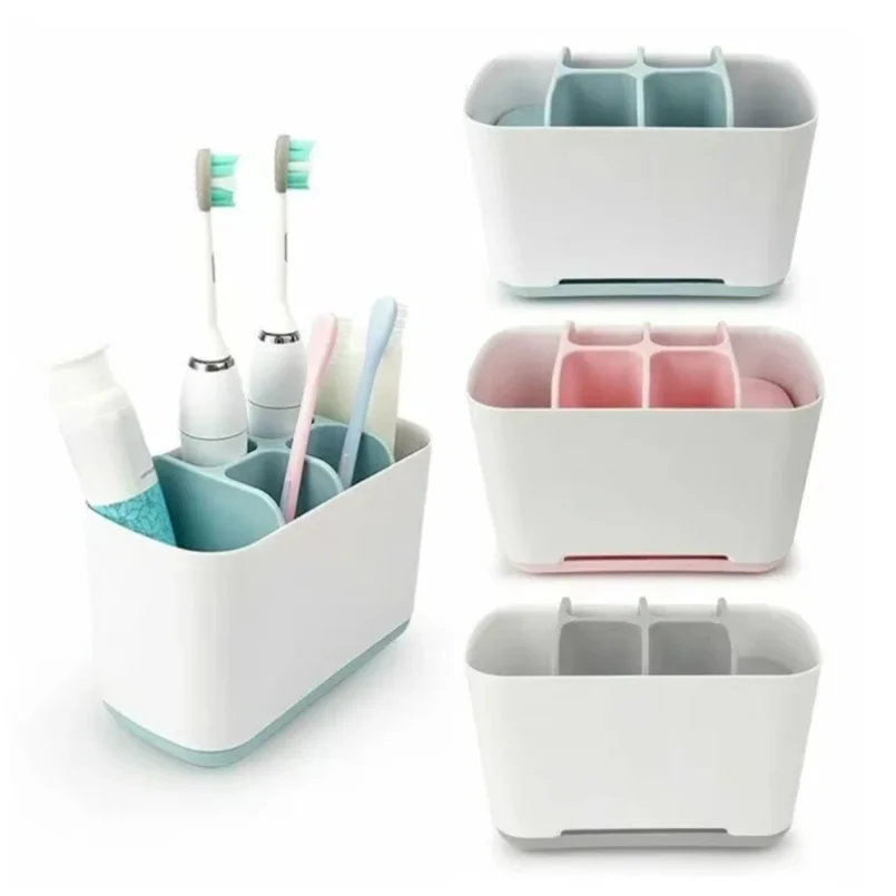 Plastic Electric Toothbrush Holder Bathroom Toothpaste Storage Drawer Stand Home Divided Grid Organizers Detachable Drainable