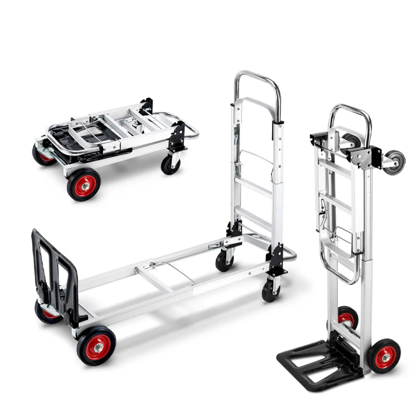 Portable Hand Pull Car Folding And Retractable Hand-To-Hand Multifunctional Aluminum Alloy Flat Car Handling Utility Cart