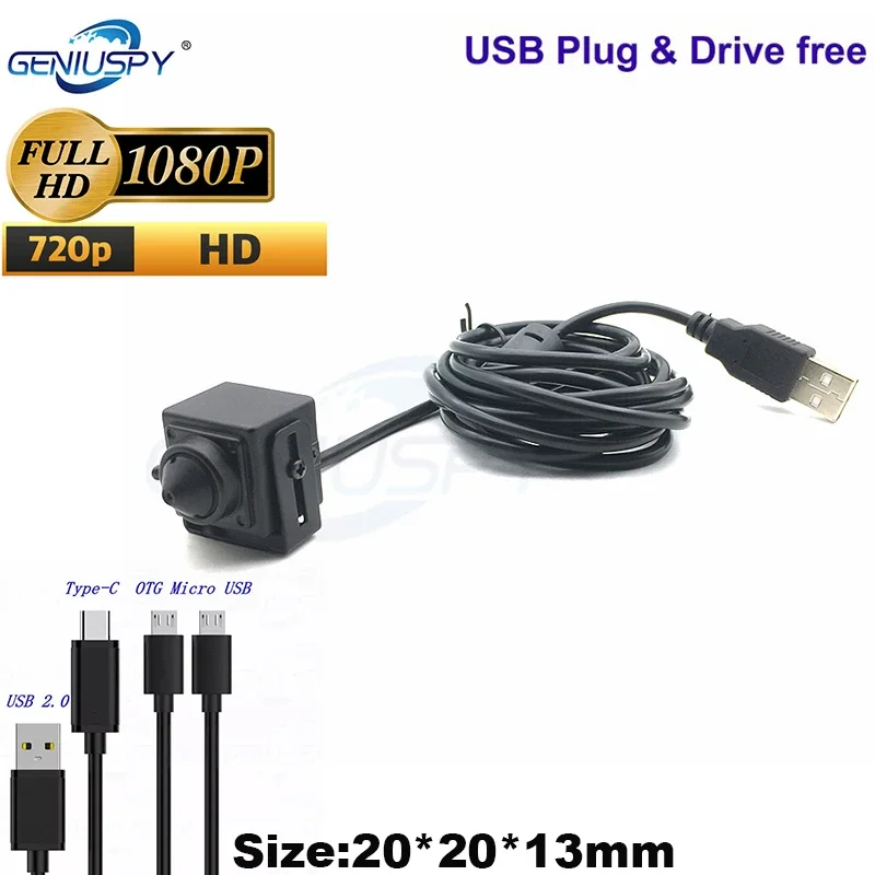 

20x20mm 1080P Small Size CMOS 720P HD Mini Pin hole Usb Camera KIOSK Industry Machine PC UVC Miniature ATM Usb Camera