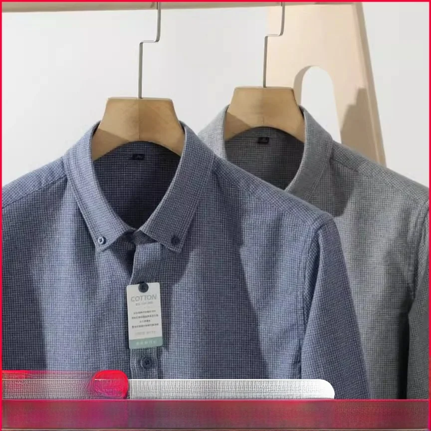 

Men's Cotton Flannel irt Long Sve Breathable Cheered Faion Urban Commute Sle New Arrival Autumn Season