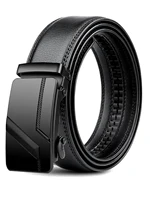 Men's Automatic Buckle PU Belt – 3.4cm Black Ratchet Belt for Jeans and Suits, 110 / 120 / 130cm