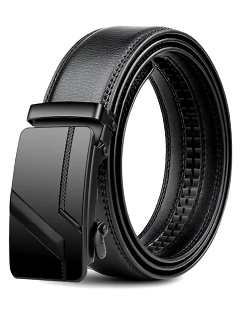 Men's High-Quality Belt 110cm 120cm 130cm Luxury Belt, Black Men's Automatic Buckle Jeans Men's Belt Suit Belt Men's Automatic Buckle PU Belt – 3.4cm Black Ratchet Belt for Jeans and Suits, 110 / 120 / 130cm