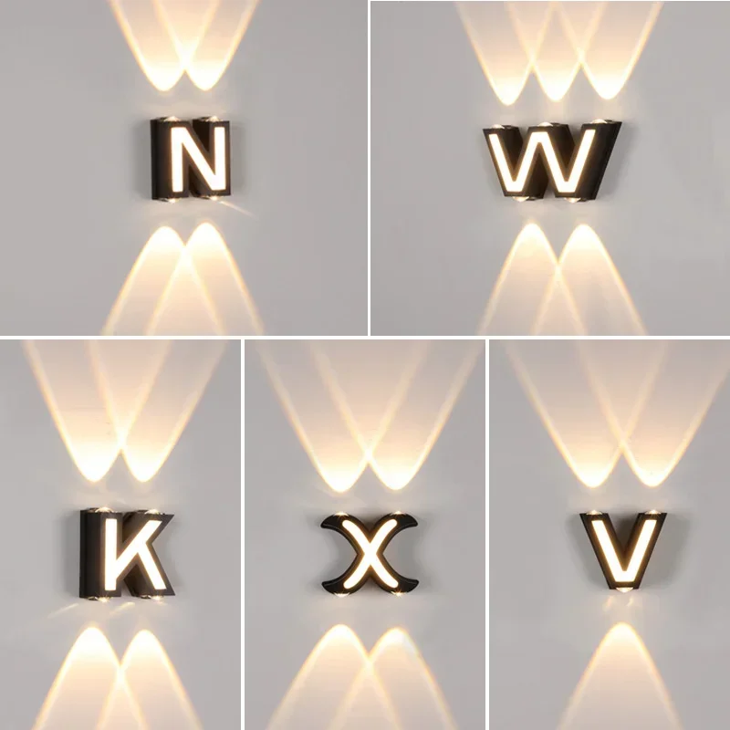 Outdoor Wall Light Waterproof Led Minimalist Creative Letter Light Background Wall Decoration Beautiful Courtyard Villa Lamp