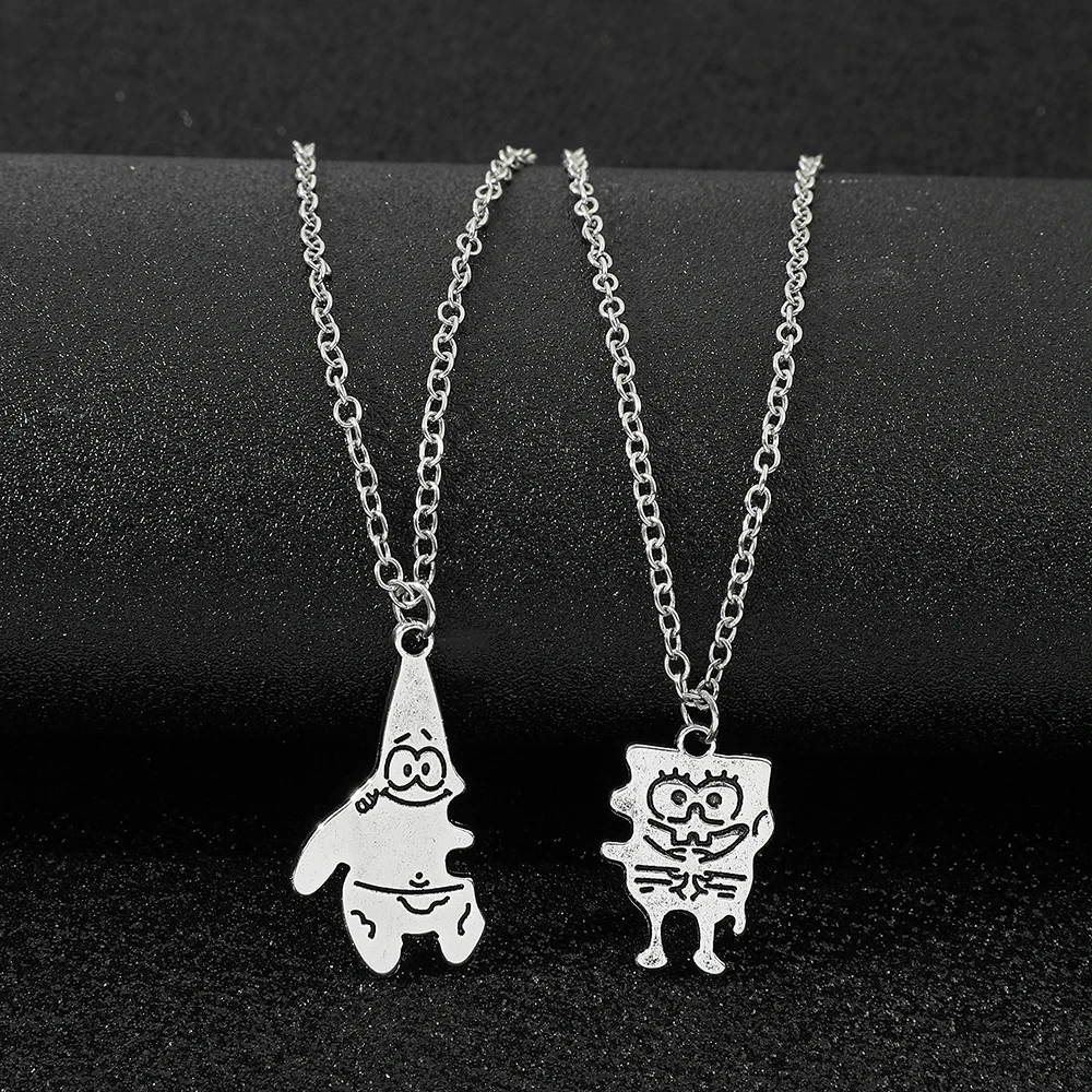 Anime SquarePants Patrick Star Pendant Necklace For Boy Girl Couple Accessories Ins Cartoon Friendship Gift