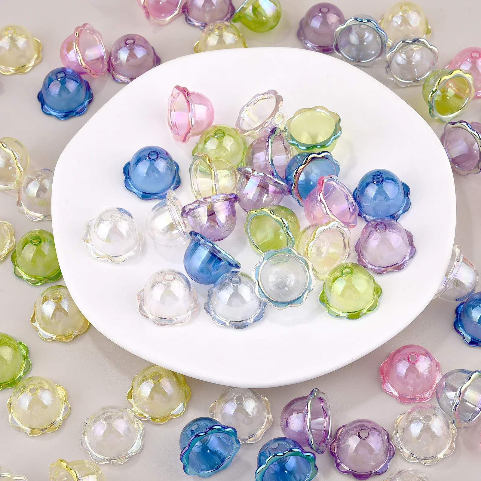 10 قطعة مجسمة زهرة شكل قلادة اكسسوارات جرس صغير DIY بها بنفسك القرط قلادة Phonechain بها بنفسك مجوهرات اكسسوارات