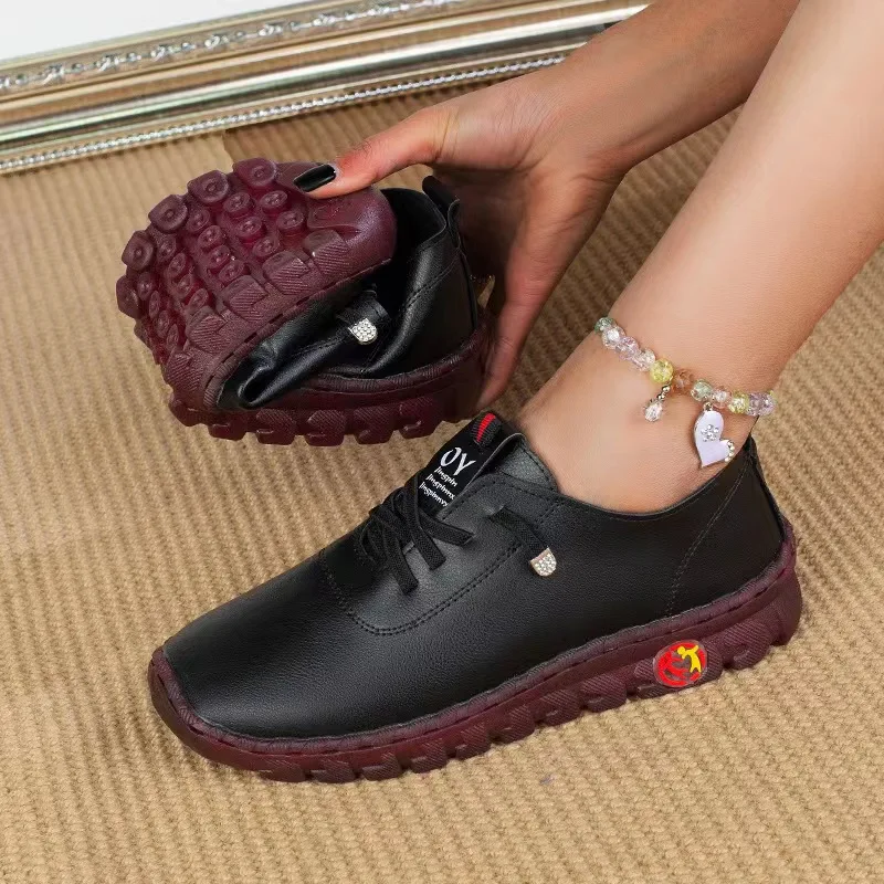 Sneakers Women Shoes Loafers Lace Up Leather Flat New Spring 2023 Casual comfortable Mom Shoe Mujer Zapatos Chaussure Femme