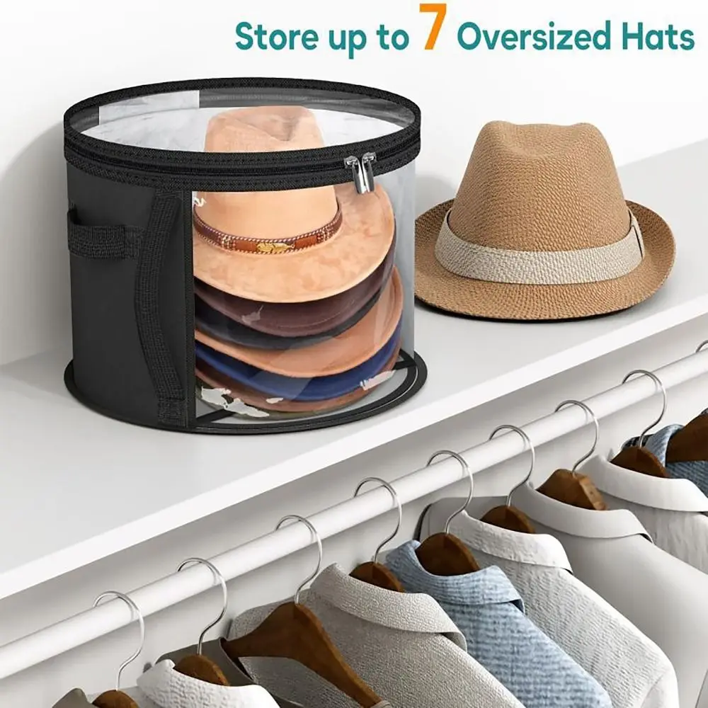 Oversized Hat Storage Bag Holds Up To 7 Caps with Carrying Handles Cowboy Hat Organizer Space Saving Clear Wide Brims Hat Case