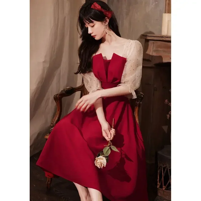 French Elegant Midi Dresses Japanese Fashion Evening Party Dress Females Wedding Vintage Sundresses for Women Summer Chic