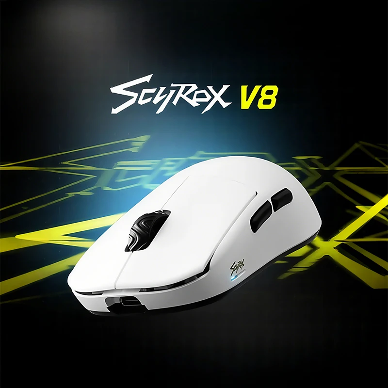 SCYROX V8 36g Ultra-Lightweight Wireless Gaming Mouse - 8K Receiver Dual-Mode (2.4G+BT) Compact for Small Hands FPS Panda White