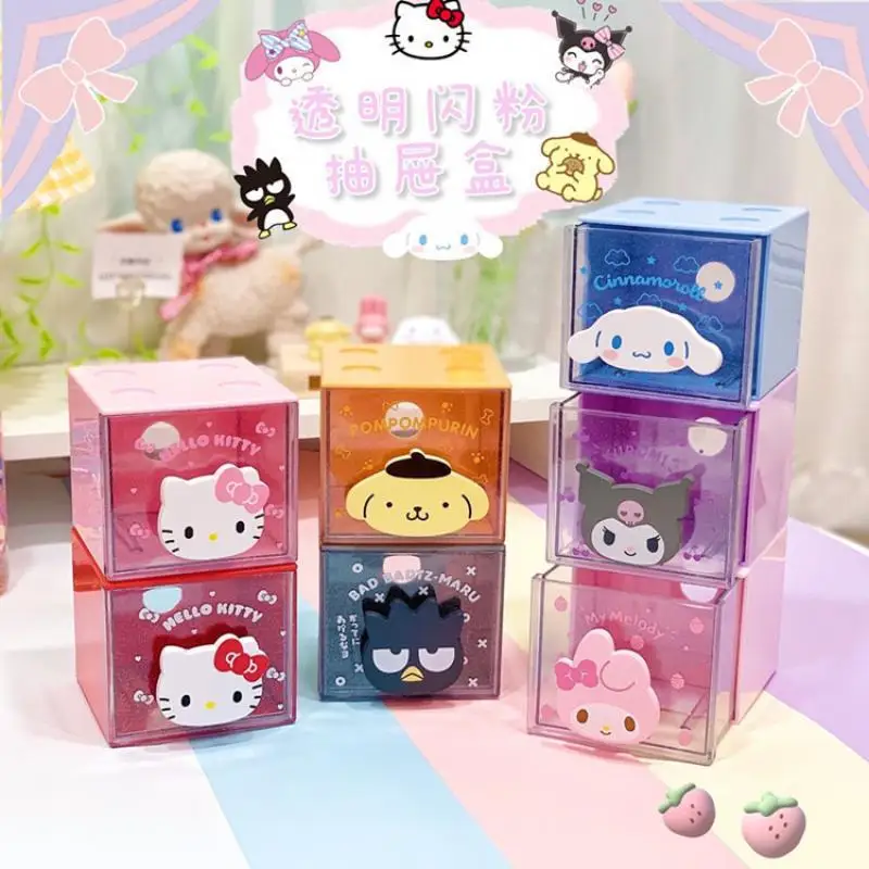 2023 Sanrio Storage Box Kawaii hellobykitty Kuromi Cinnamoroll scatola di smistamento Desktop giapponese nuovo cartone animato scatola di gioielli ragazza carina regalo