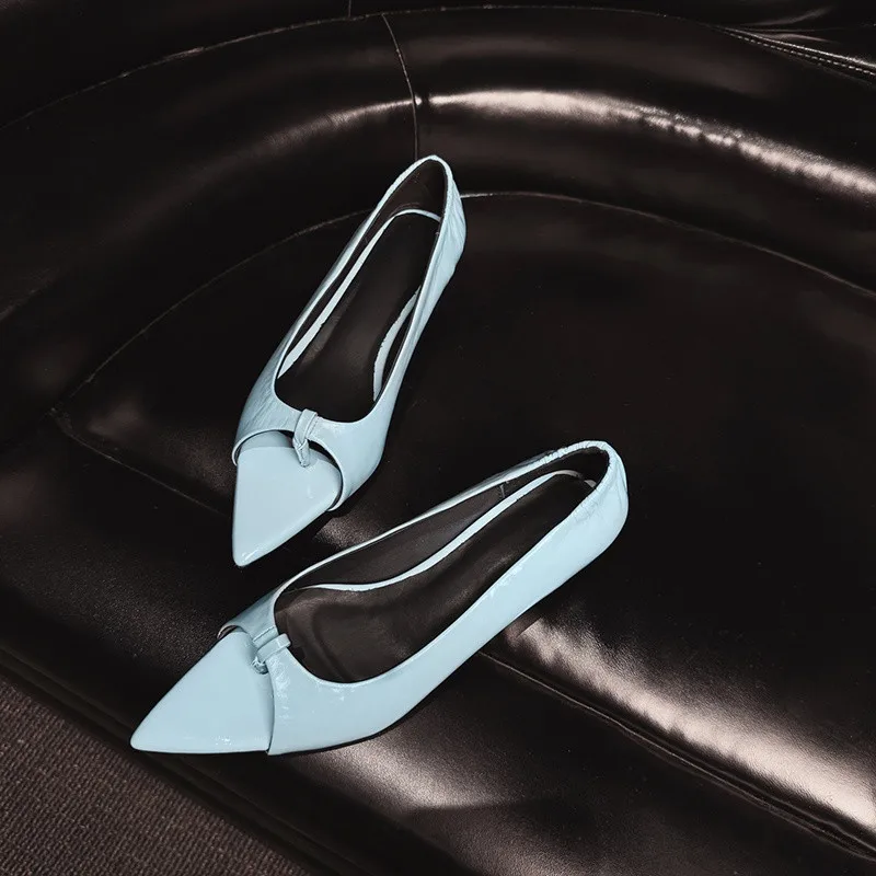 MKKHOU Fashion Pumps New High Quality Genuine Leather Pointed Fish Mouth High Heels Summer Women's Shoes