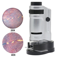 20-40X Handheld Microscope Mini Jewelry Magnifier Portable Microscope with LED Light Focusing Adjustable Magnifying Loupe
