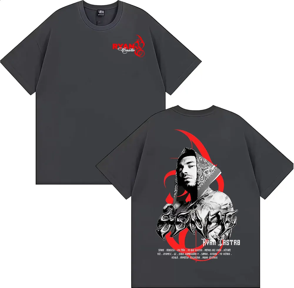 ريان كاسترو ألبوم جديد جولة ميرش تي شيرت للرجال الصيف بلايز عالية الجودة تي شيرت رجل الهيب هوب الشرير المتضخم تي شيرت الشارع الشهير