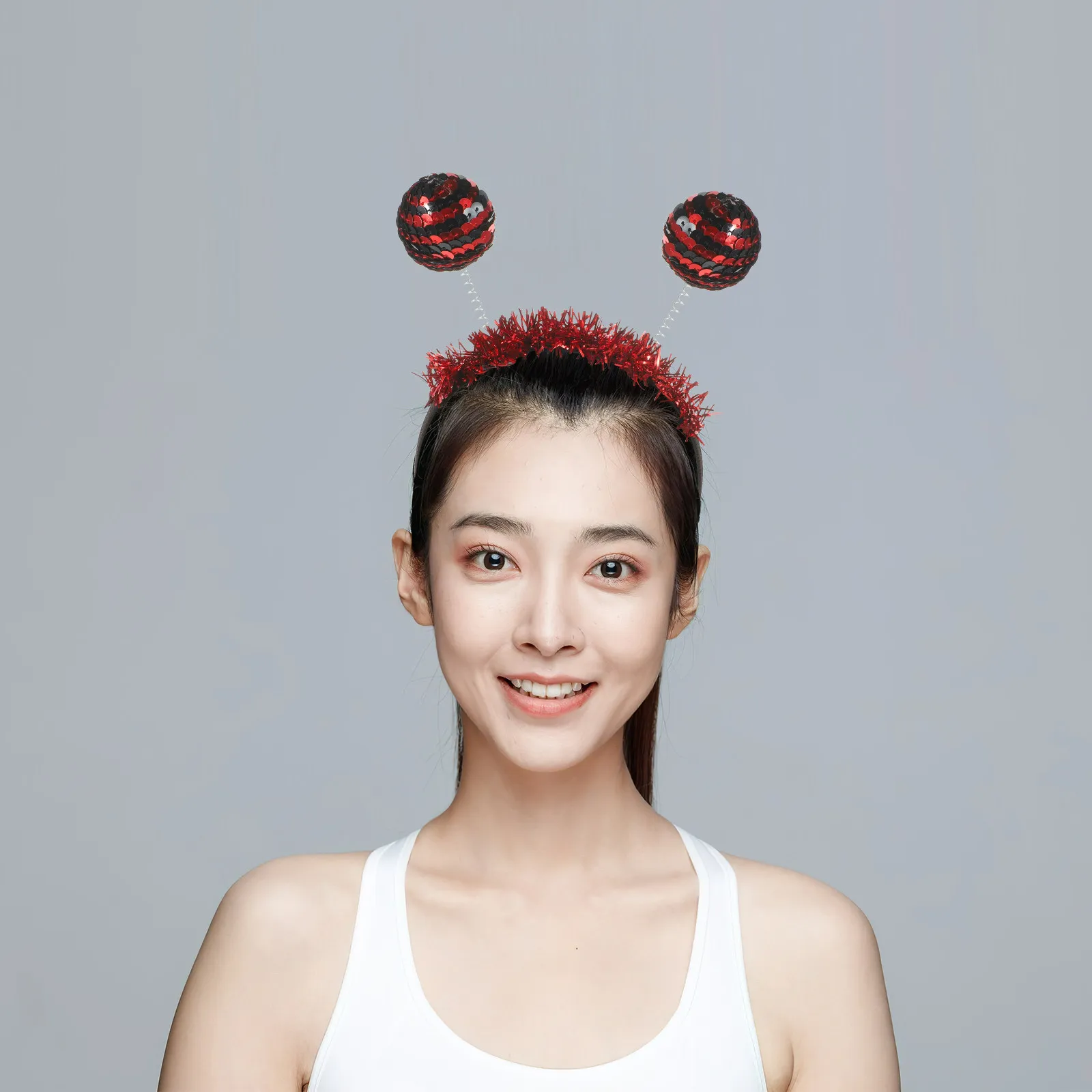 

Premium Red Ladybug Halloween Headband for Adults Sequin Spring Design Party Headdress Carnival Photo Prop Fun Holiday Headwear