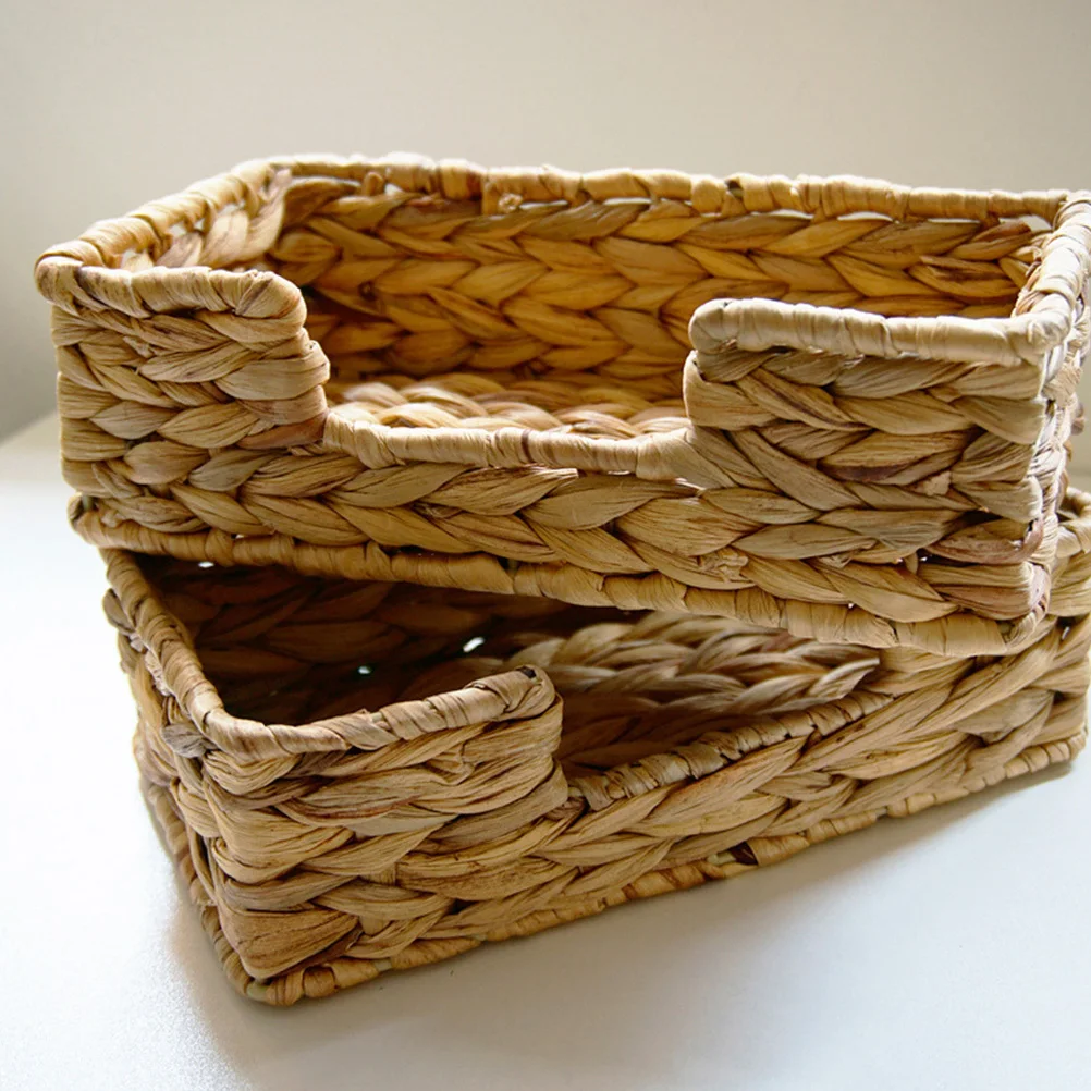 

Decorative Woven Basket Desktop Storage Basket for Kitchen Bathroom Office Cosmetics Snacks Organizer Makeup Container