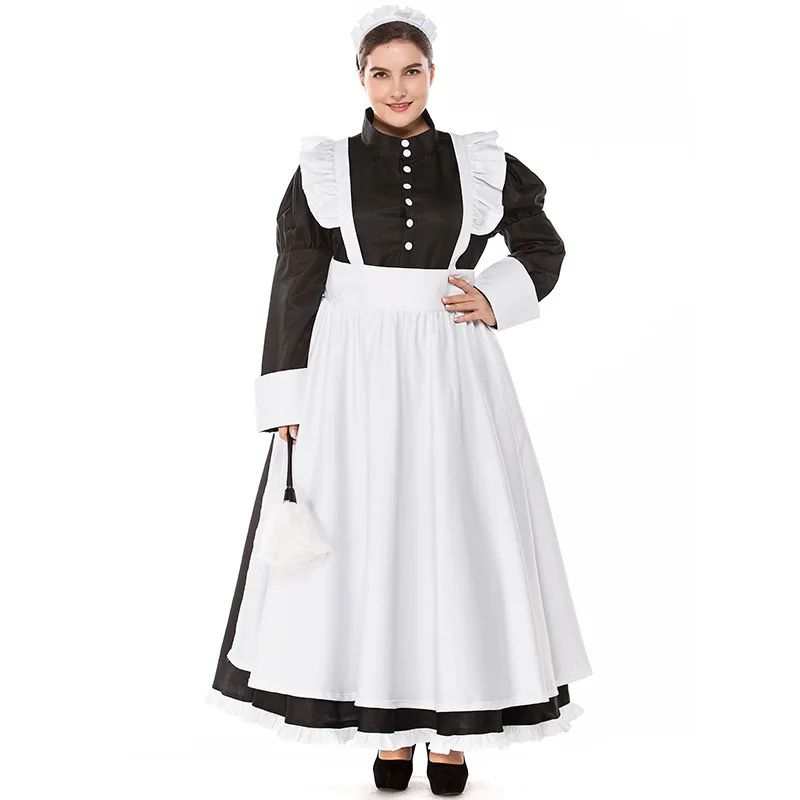 

Large Size Filipino Maid Long Dress Adult Female Servant Costume Role Play Cosplay Domestic Uniform Halloween Stage Performan...