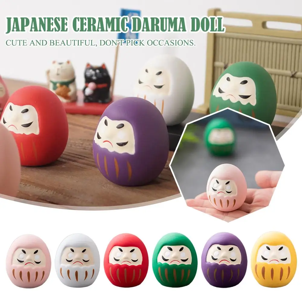 Cute Japanese Ceramic Home Crafts Lucky Charm Fortune Ornament Landscape  Decor Miniature Furnishings Daruma Doll Gifts