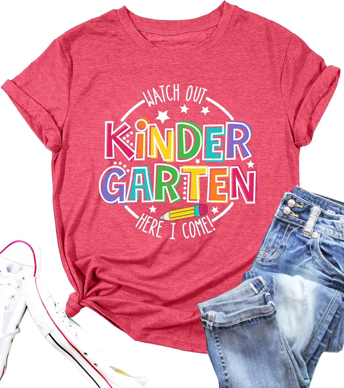 Camisas de professor de jardim de infância para mulheres professor gráfico camiseta casual inspirador presente de ensino tops
