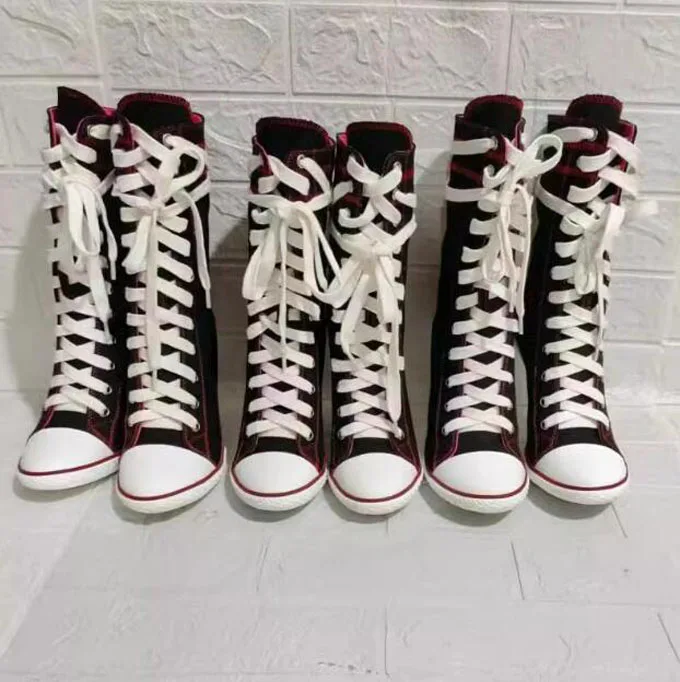 Botines de mezclilla con cordones para mujer, botas cortas con puntera puntiaguda, costura de hilos elegantes, tacones altos, Jeans blancos y negros