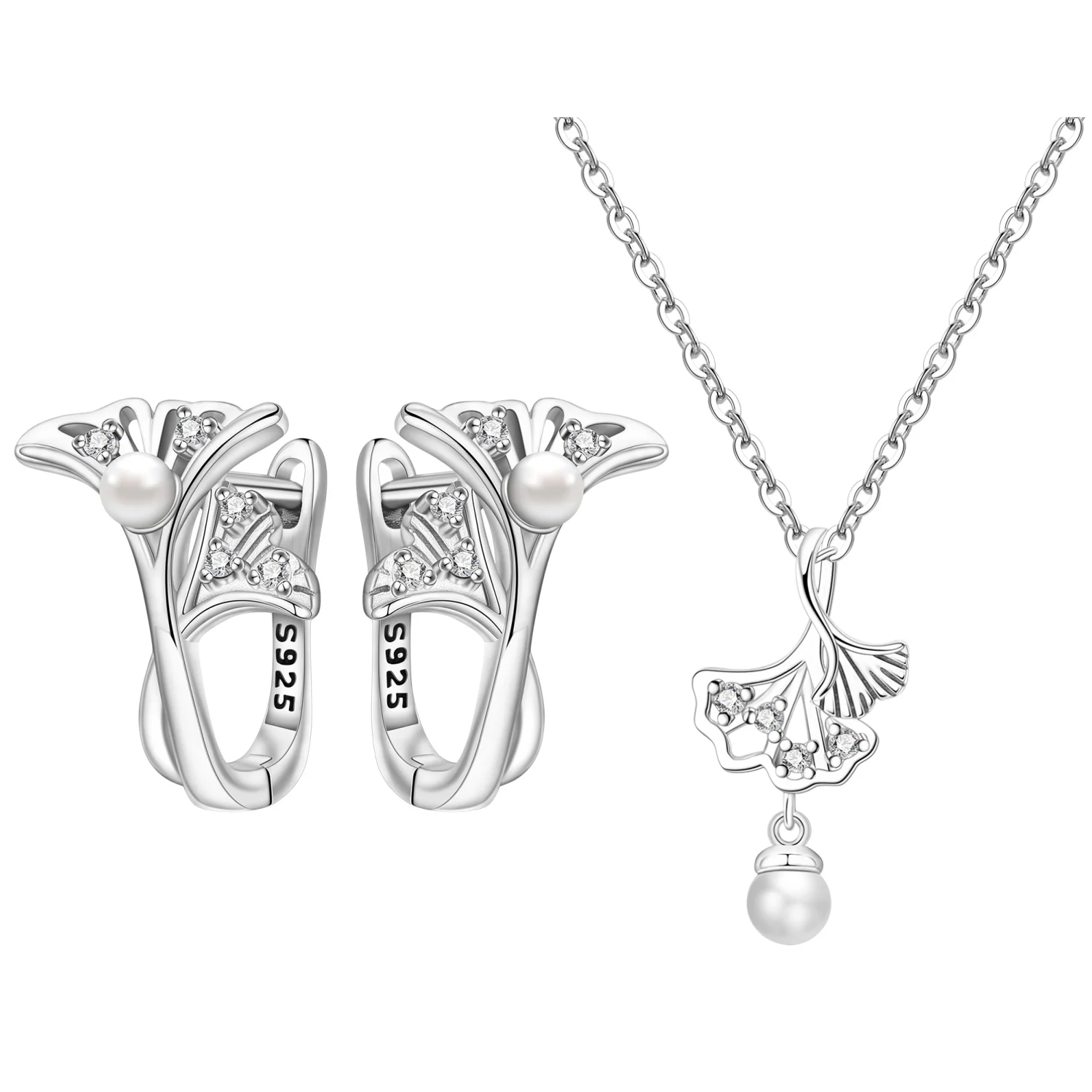 Orstarry S925 Sterling Silber Schmetterling-Blumen-Ohrringe und Halsketten-Set, Exquisites Herz-Hänge-Schmuckset für Damen, Party-Geschenk – Detail 25