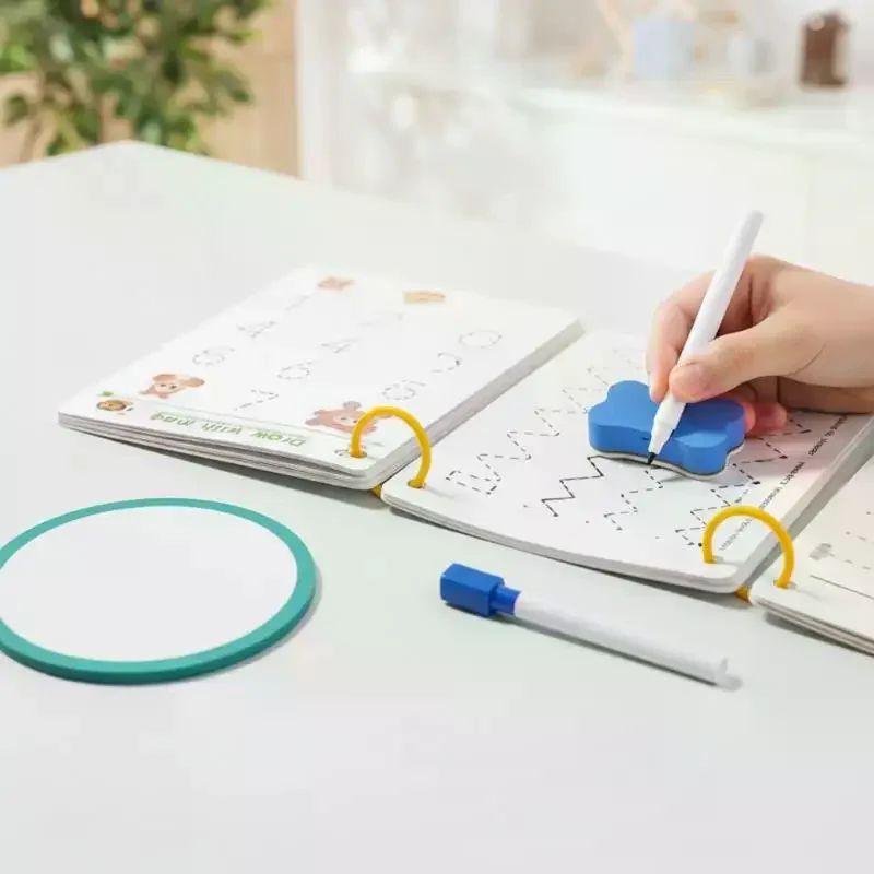 Learning Magic Practice Copybook Set Reusable Tracing Workbook for Kids Handwriting