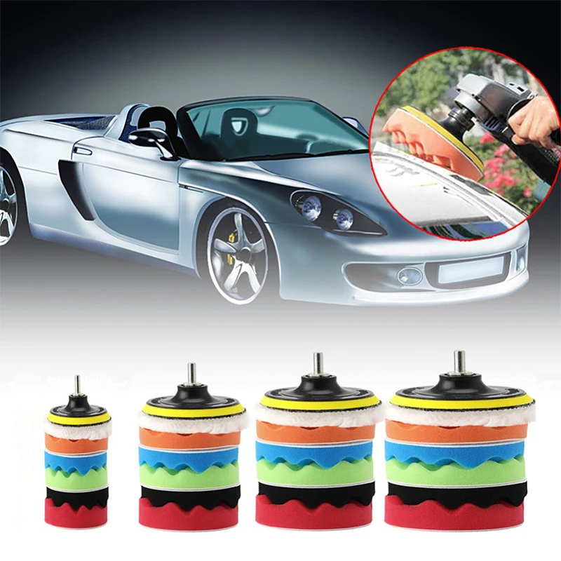7pcs 3''4''5''6''7'' Buffing Sponge Polishing Pad Hand Tool Kit For Car Polisher Compound Polishing Car polishing sponge disk