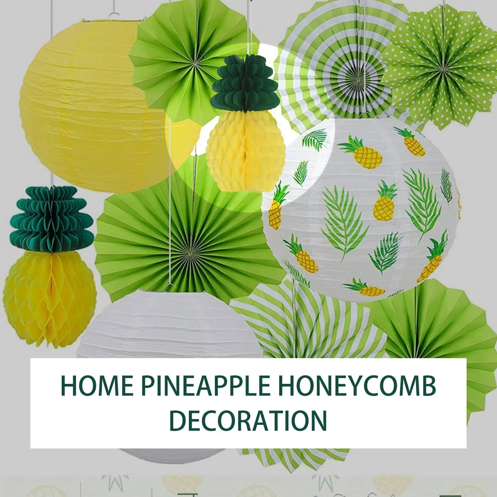 AA83 12 Pack Pineapple Honeycomb Centerpieces Tissue Paper Pineapple 8 Inch Party Supplies Table Hanging Decoration Hawaiian Lua